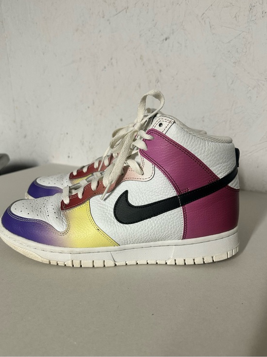Nike Shoes - Nike Kids High-Top Sneakers in White with Purple, Red, Yellow and Pink Accents